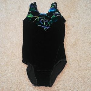 Girls Black Velvet Leotard